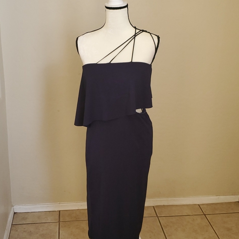 Navy blue halter dress w/side cut out